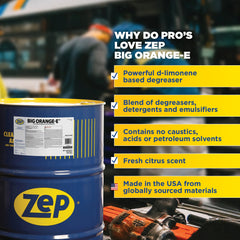Zep Big Orange-E Citrus Industrial Degreaser & Graffiti Remover – Cleans and Deodorizes – 55 Gallon