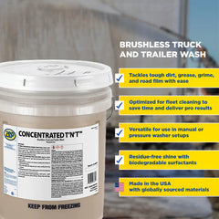 Zep Concentrated T’N’T Brushless Truck and Trailer Wash – Removes Dirt, Grime and Road Film – 5 Gallon