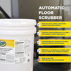 Zep Professional Automatic Floor Scrubber Solution Concentrate – Removes Smoke Damage – 5 Gallons