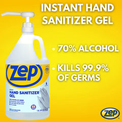 Zep Instant Hand Sanitizer Gel – Kills 99.99% of Germs – 1 Gallon
