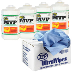 Zep MVP Waterless Hand Cleaner and Zep Ultra Wipes Shop Towels Bundle - 1 Gal