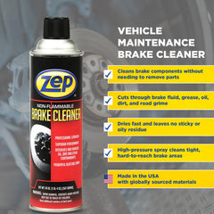 Zep Non-Flammable Brake Cleaner – Dissolves & Removes Contaminants – 20 oz