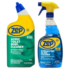 Zep Acidic Toilet Bowl Cleaner 32 oz and Zep Streak-Free Glass Cleaner 32 oz