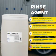 Zep Formula 75 Rinse Agent – Vehicle Wash Drying Agent - 55 Gallon