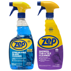 Zep Shower, Tub & Tile Cleaner 32 oz and Zep Streak-Free Glass Cleaner 32 oz
