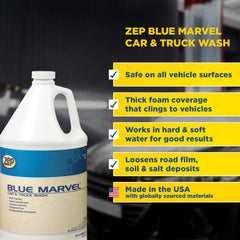 Zep Blue Marvel Car & Truck Wash – Removes Road Film, Winter Salt Deposits and Grime– 1 Gallon