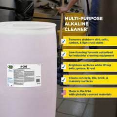 Zep A-One Extra Heavy-Duty Industrial Cleaner Concentrate – Multi-Surface Cleaner – 55 Gallon