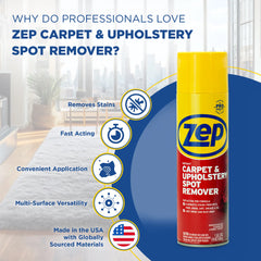 Zep Instant Carpet & Upholstery Spot Remover 19 oz and Blue Microfiber Rag