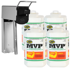 MVP Waterless Hand Cleaner and Zep D-4000 Hand Soap Dispenser Bundle - 1 Gal