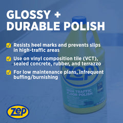 Zep High Traffic Floor Polish – Scuff Resistant Floor Shine – 1 Gallon