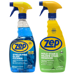 Zep Mold Stain & Mildew Stain Remover 32 oz and Zep Streak-Free Glass Cleaner 32 oz