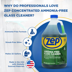 Zep Concentrated Ammonia-Free Glass Cleaner – Perfect for Commercial Windows - 1 Gallon