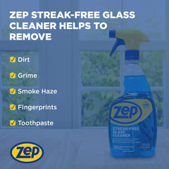 Zep Streak-Free Glass Cleaner – Ammonia-Based Formula – 1 Gallon