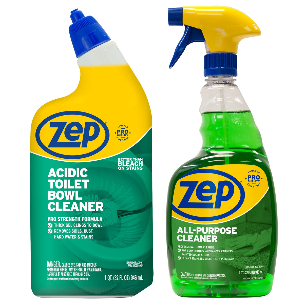 Zep Acidic Toilet Bowl Cleaner 32 oz and Zep All-Purpose Cleaner 32 oz