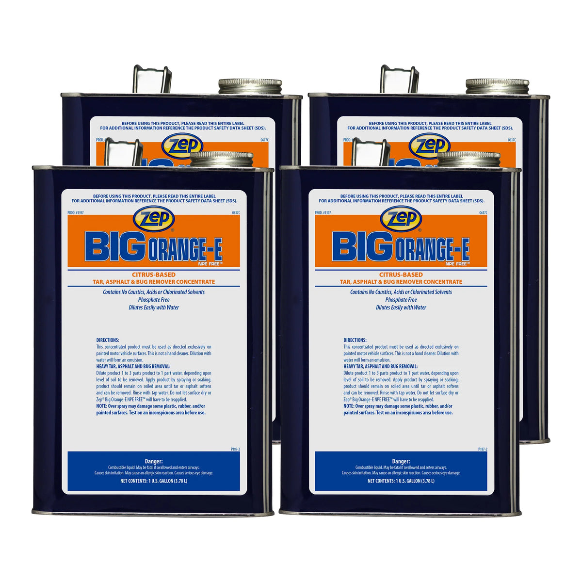 Zep Big Orange-E NPE Free Tar, Asphalt & Bug Remover Concentrate – Citrus Cleaner – 1 Gallon