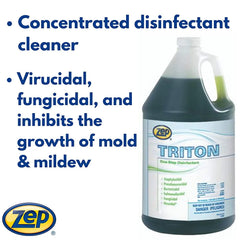 Zep Triton - 1 Gallon (Case of 4) - 121524 - One-Step-Disinfectant, Sanitizer, Deodorizer, For Hospitals, Institutional and Industrial Use