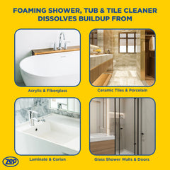 Zep Foaming Shower, Tub & Tile Cleaner - Scrub-Free Foam - 32 oz