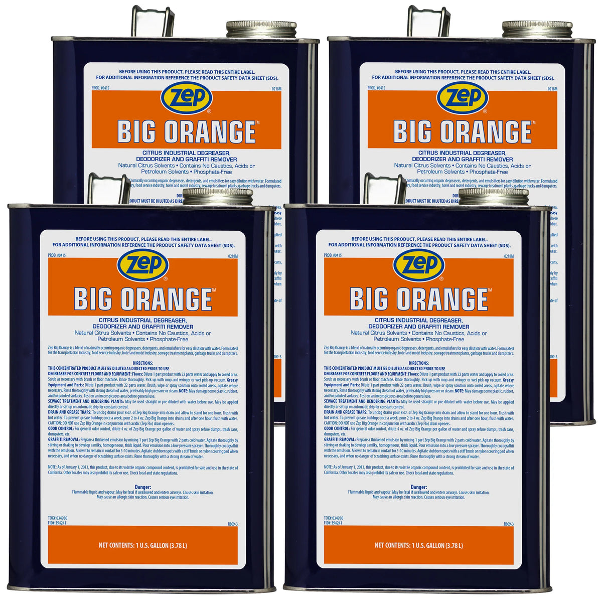 Zep Big Orange Citrus Industrial Degreaser, Deodorizer & Graffiti Remover – Removes Tough Soils – 1 Gallon