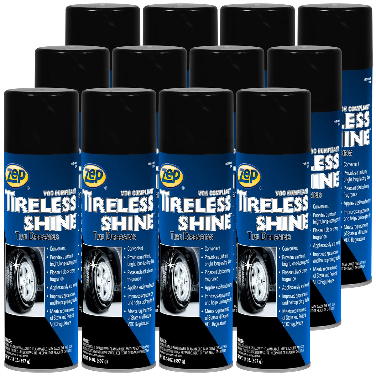 Zep Tireless Shine Tire Dressing – Long-Lasting Tire Shine – 14 oz.