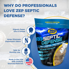 Zep Septic Defense Tank & Cesspool Treatment Packs - 16 Month Supply – 4 oz