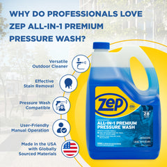 Zep All-In-1 Pressure Wash Cleaner – Cleans Outdoor Surfaces – 1.35 Gallon