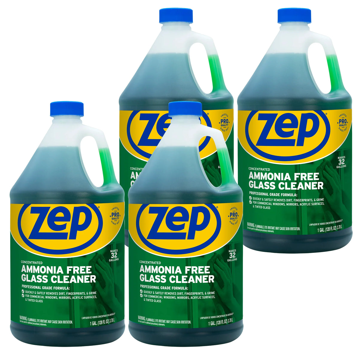Zep Concentrated Ammonia-Free Glass Cleaner – Perfect for Commercial Windows - 1 Gallon