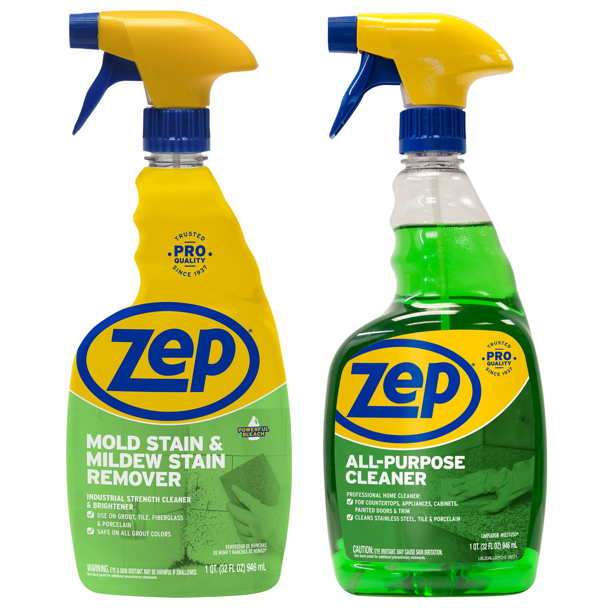 Zep Mold Stain & Mildew Stain Remover 32 oz and Zep All-Purpose Cleaner 32 oz