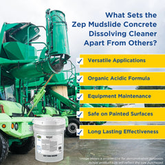 Zep Mudslide Concrete Dissolving Cleaner – Removes Concrete Build-Up – 55 Gallon