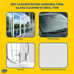 Zep Concentrated Ammonia-Free Glass Cleaner – Perfect for Commercial Windows - 1 Gallon