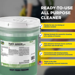 Zep Tuff Green Ready-to-Use All-Purpose Cleaner – Spot-Free Surface Cleaner – 5 Gallon