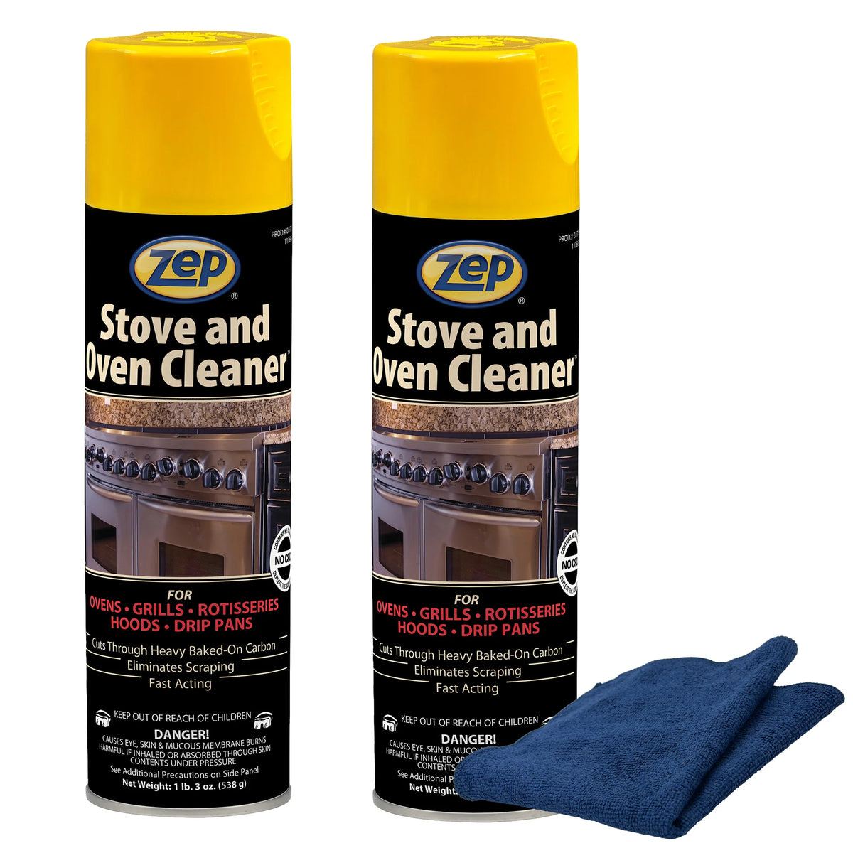 Zep Stove & Oven Cleaner 19 oz and Blue Microfiber Rag