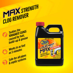 Zep Liquid Heat Max Clog Remover Gel - Destroys Hair, Build-Up & Grease - 32 oz.