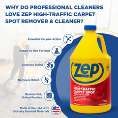 Zep High-Traffic Carpet Spot Remover & Cleaner - 1 Gallon