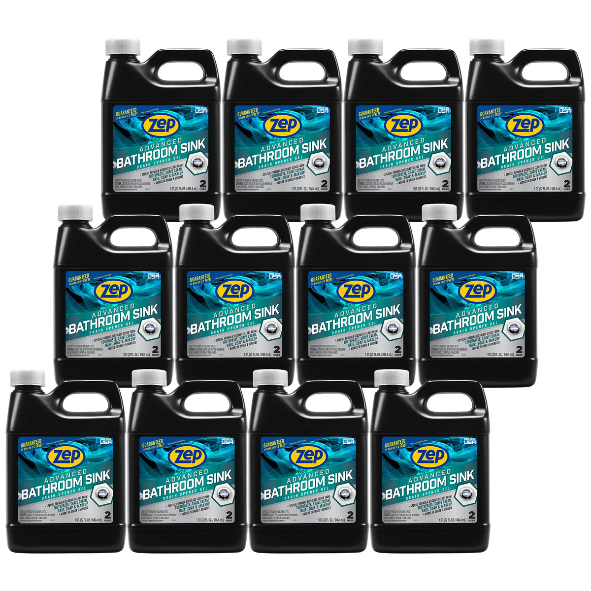 Zep Advanced Bathroom Sink Drain Opener Gel – Dissolves Clogs – 32 oz