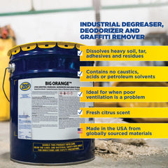 Zep Big Orange Citrus Industrial Degreaser, Deodorizer & Graffiti Remover – Removes Tough Soils – 5 Gallon