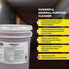 Zep Formula 22 Low Foam Industrial Cleaner – Highly-Concentrated, General-Purpose Cleaner – 5 Gallon