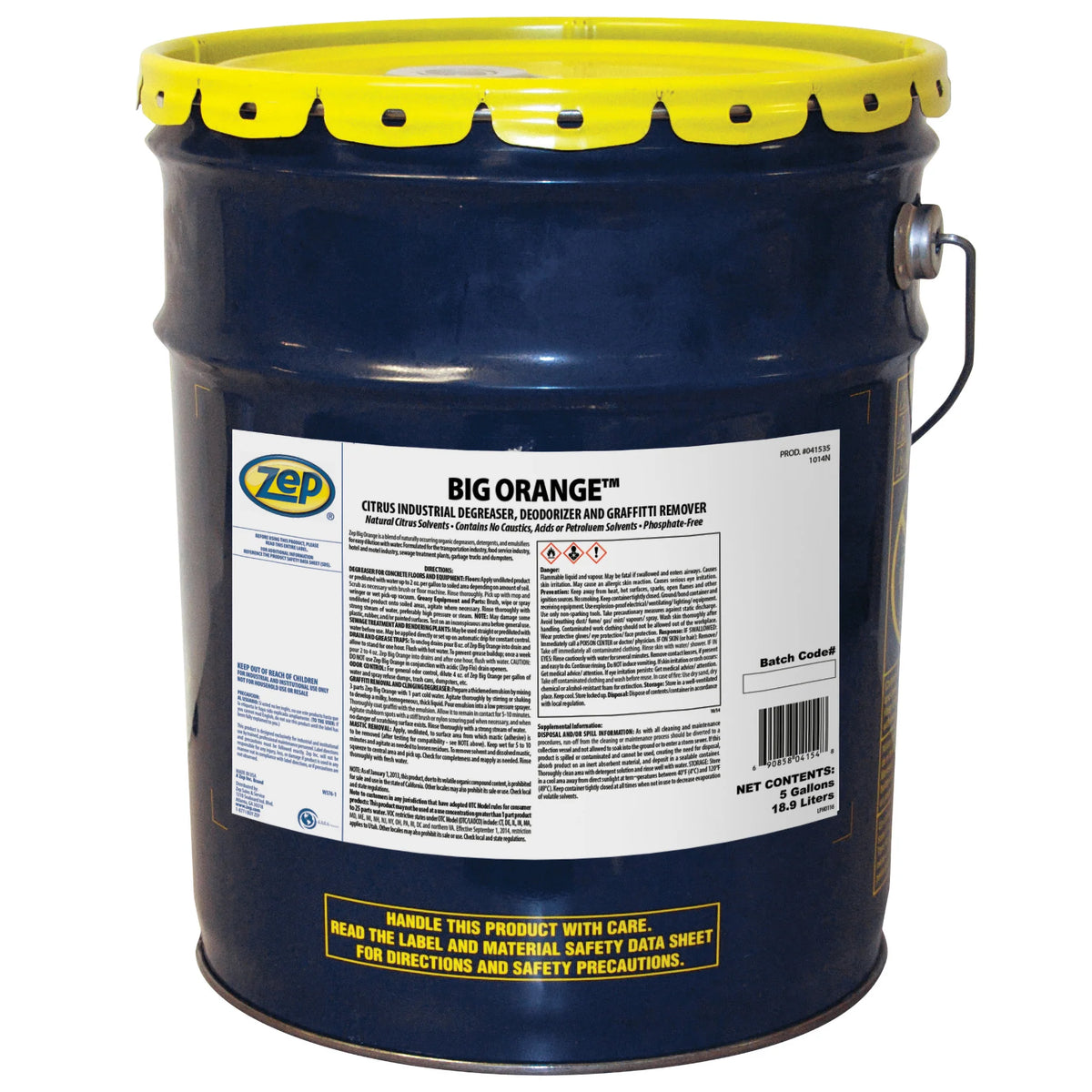 Zep Big Orange Citrus Industrial Degreaser, Deodorizer & Graffiti Remover – Removes Tough Soils – 5 Gallon