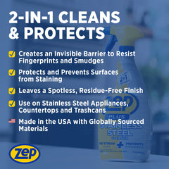 Zep Plus Stainless-Steel Cleaner – Prevents Fingerprints – 32 oz.