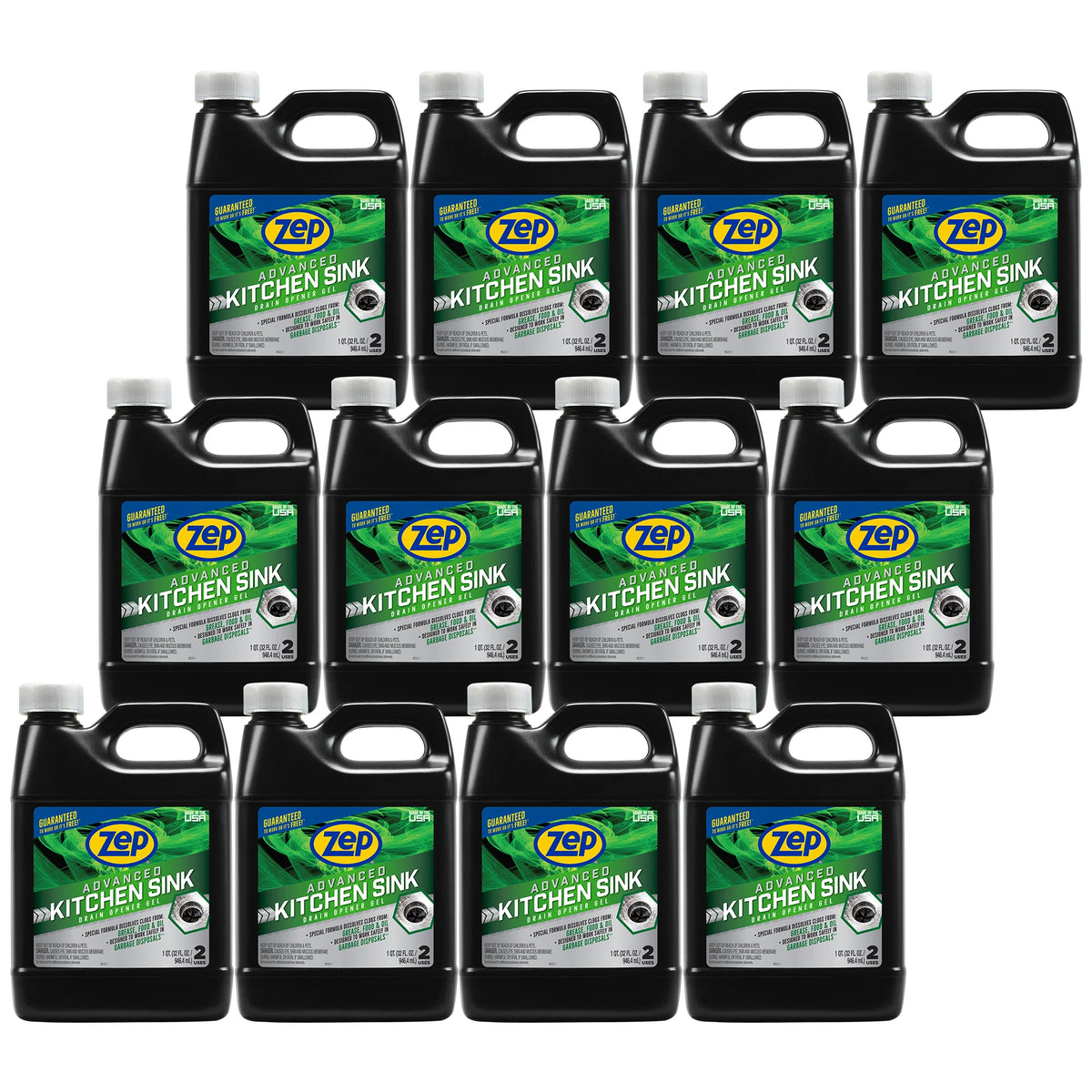 Zep Advanced Kitchen Sink Drain Opener Gel – Works in Standing Water – 32 oz
