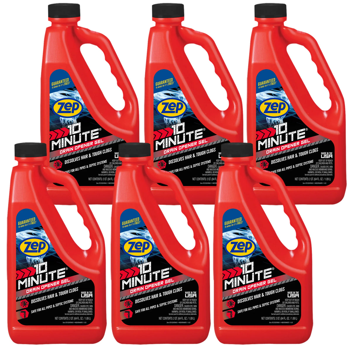 Zep 10 Minute Drain Opener Gel – Dissolves Hair and Clogs – 64 oz
