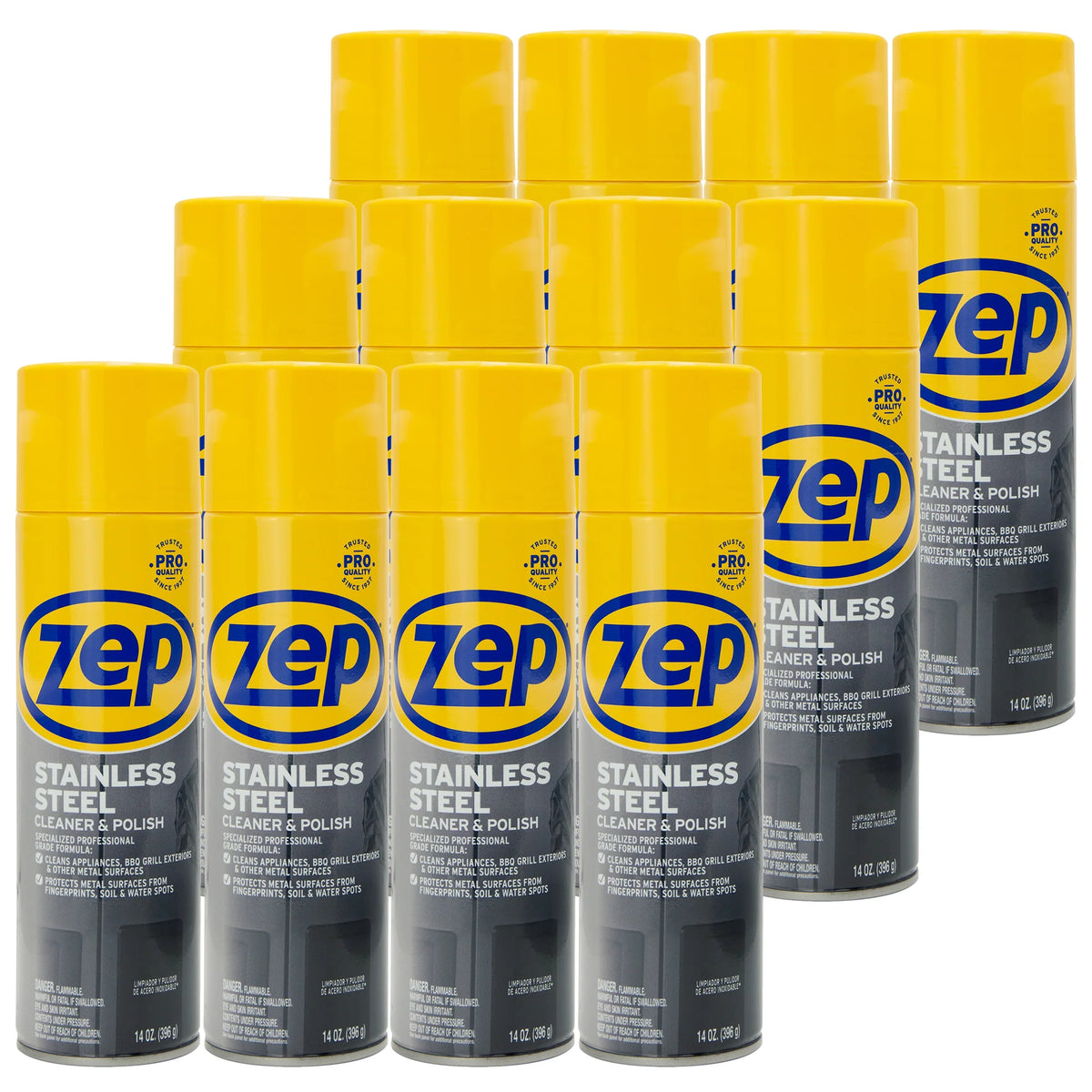 Zep Stainless Steel Cleaner and Polish – Removes Fingerprints and Water Spots – 14 oz