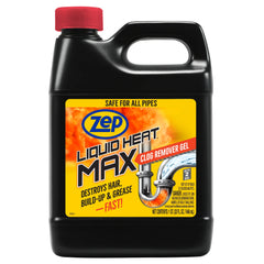 Zep Liquid Heat Max Clog Remover Gel - Destroys Hair, Build-Up & Grease - 32 oz.
