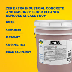 Zep Extra Industrial Concrete and Masonry Floor Cleaner – Fast Acting Floor Degreaser – 5 Gallon