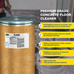 Zep Flash Premium Grade Concrete Floor Cleaner – Removes Heavy Grease and Oils – 500 Pounds
