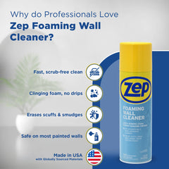 Zep Foaming Wall Cleaner 18 oz and Blue Microfiber Rag