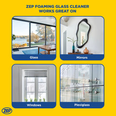 Zep Foaming Glass Cleaner – Aerosol Streak-Free Shine- 19 oz